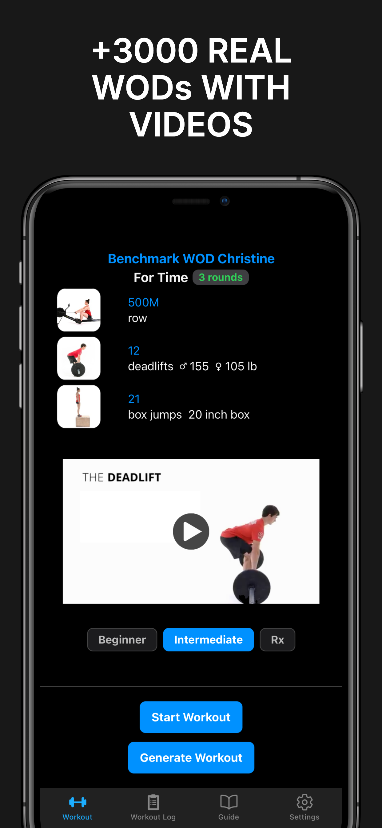 3000 WODs with demonstration videos